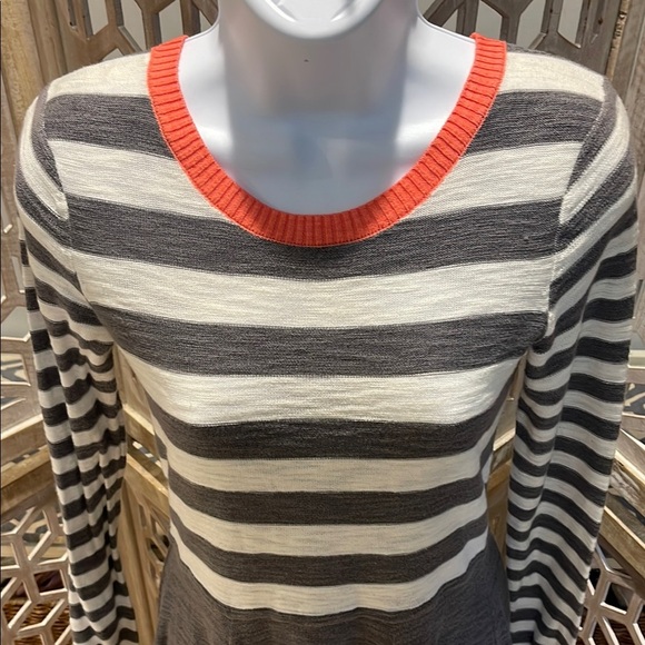 Express Striped Gray and White Color Block Skater Style Dress, Back Zip size S - Picture 3 of 12